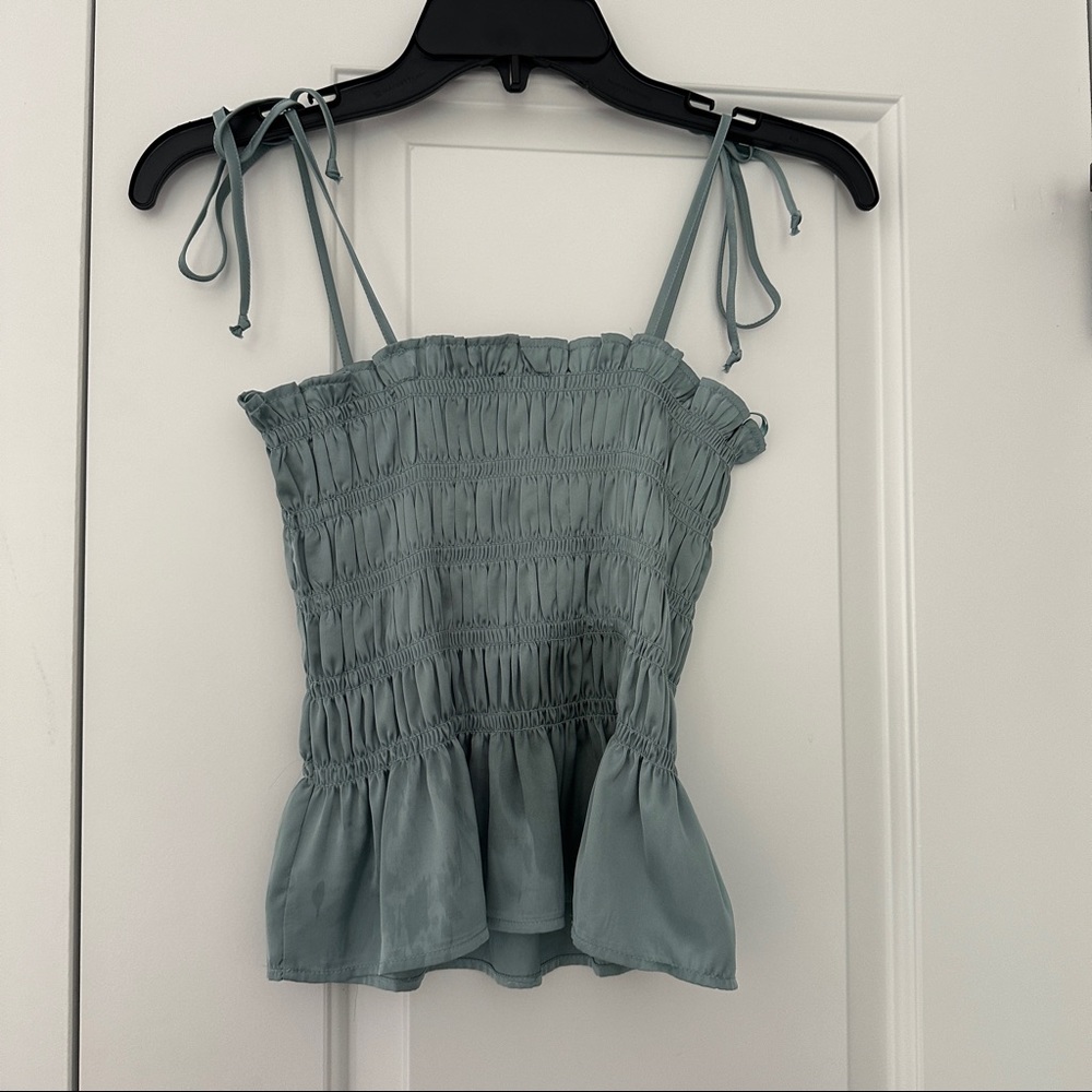 RUCHED BLUE TANK TOP